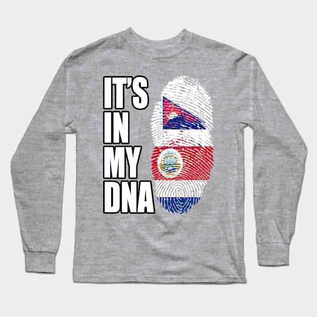 Costa Rican And Nepalese Mix DNA Flag Heritage Long Sleeve T-Shirt by Just Rep It!!